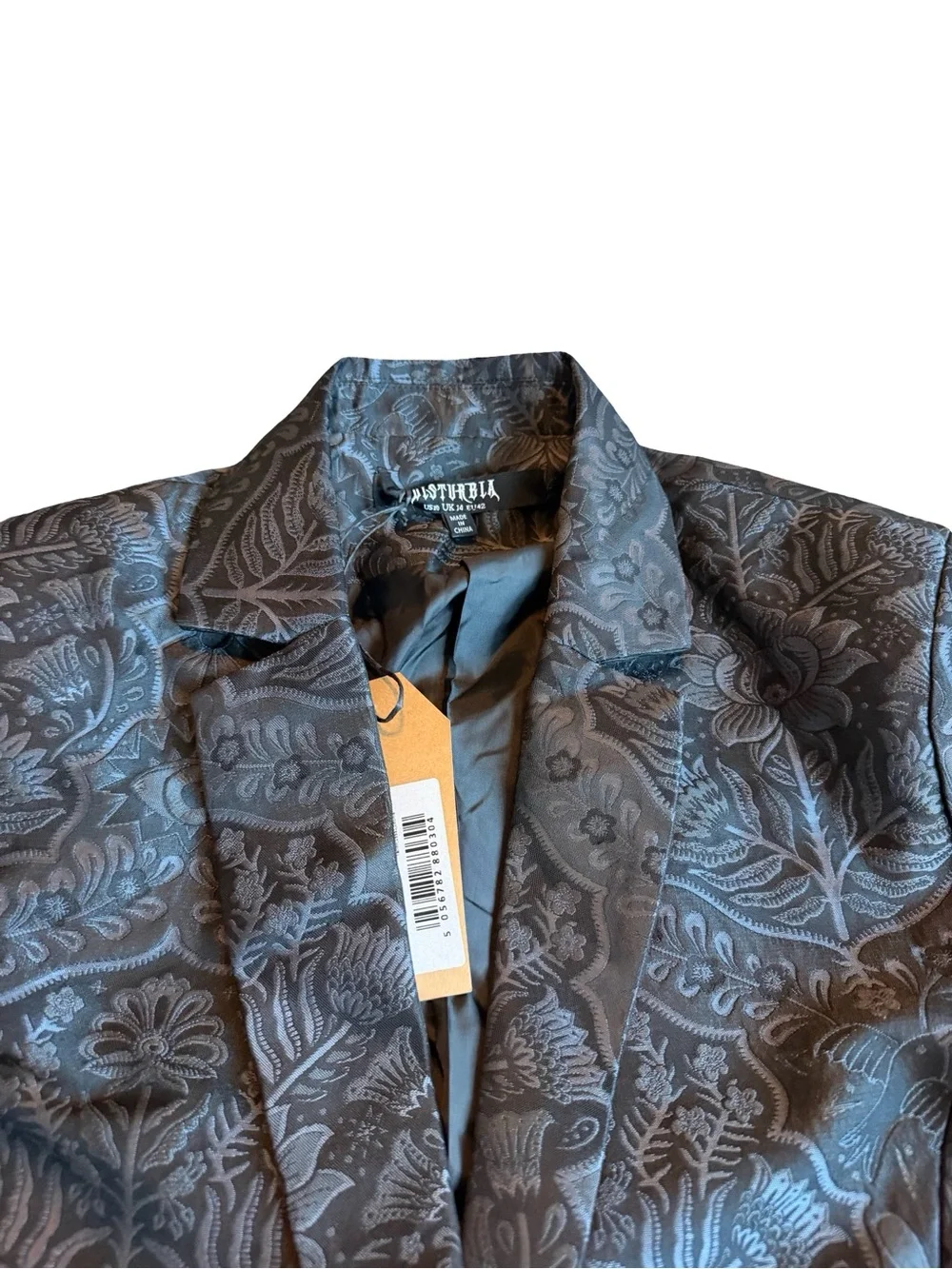 Disturbia Nocturna Jacquard Cropped Blazer Jacket Button-Down Academia Sz 10 NWT